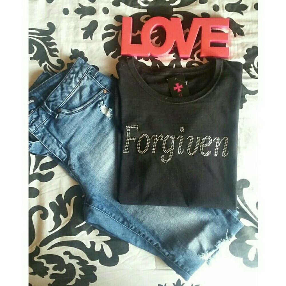 Forgiven Rhinestone Ladies Tee Shirt - Picture 3 of 3